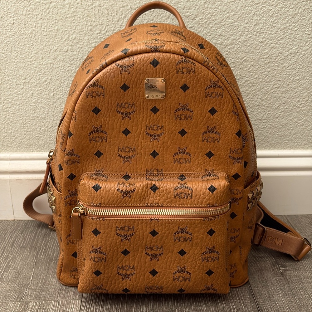 MCM Stark Visetos Small Side-Stud Backpack, EUC